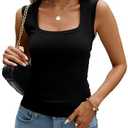 DCCISU Women's Cotton Square Neck Tank Tops Basic Summer Sleeveless Cami Shirts 2026 Going Out Top, M