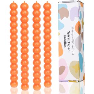 Halloween Orange Spiral Taper Candles Twisted Candle Conical Stick Candles for Holiday Wedding Party Wax Unscented Dinner Candle Dripless,Christmas Gift H 10 Inch, 4pcsOrange-C