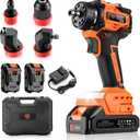21V Brushless Cordless Drill Driver Kit, 5-in-1 Multi-Head System with 2 Batteries and Charger, Right Angle Adapter, Offset Head, 3-Jaw Chuck, Extension Head