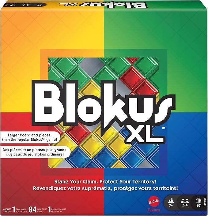 Mattel Games Blokus XL Board Games for Family Night, Brain Games for 2 to 4 Players, Oversized Board and Pieces ( Exclusive)