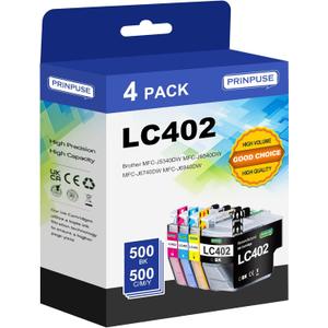 LC402 Ink Cartridges Replacements for Brother LC402XL LC402 Ink Cartridges for Brother Printer MFC-J5340DW MFC-J6540DW MFC-J6740DW MFC-J6940DW, 4 Pack