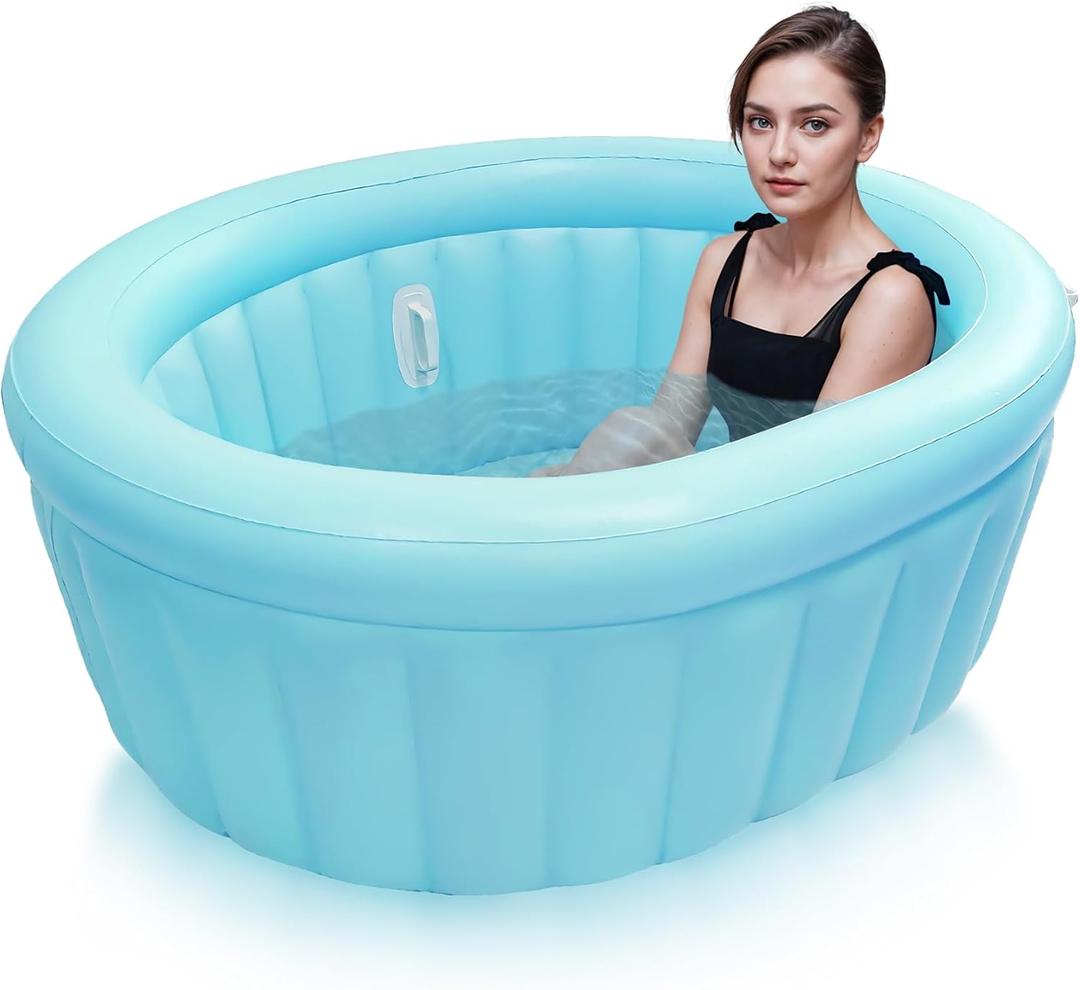 Inflatable PVC Pregnant Women Childbirth Bathtub Adult SPA Soaking Bathtub (Blue, Blue)