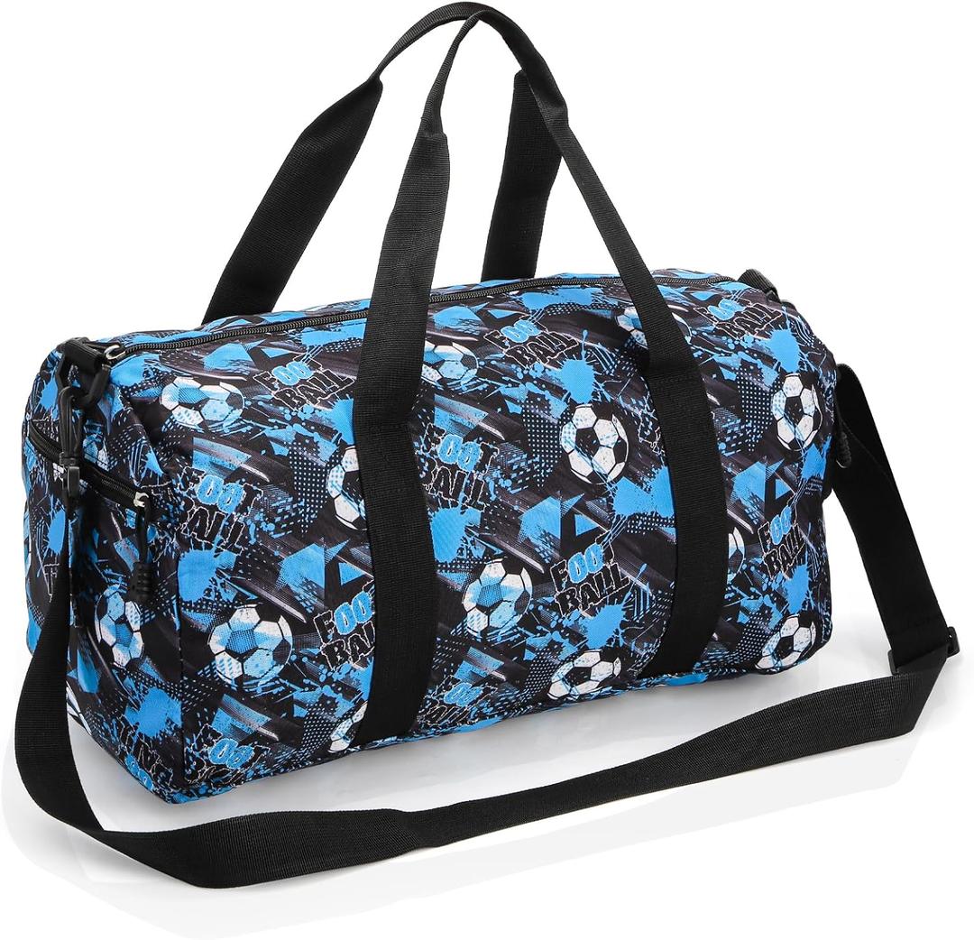 Overnight Duffel Bag, Football Pattern Overnight Travel Weekender Tote Bag with Zipper, Carry On Sleepover Bag Sport Gym Bag for Practice, Weekend Getaway