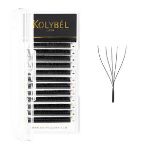 KOLYBEL W Eyelash Extension Automatic Flowering Lash Extension 5D Volume Premade Fan Lashes 0.07 C/D Curl Faux Mink Matte Black W Shaped Tips Soft Lightweight Lashes Supplies(5D-0.07-C-13mm)