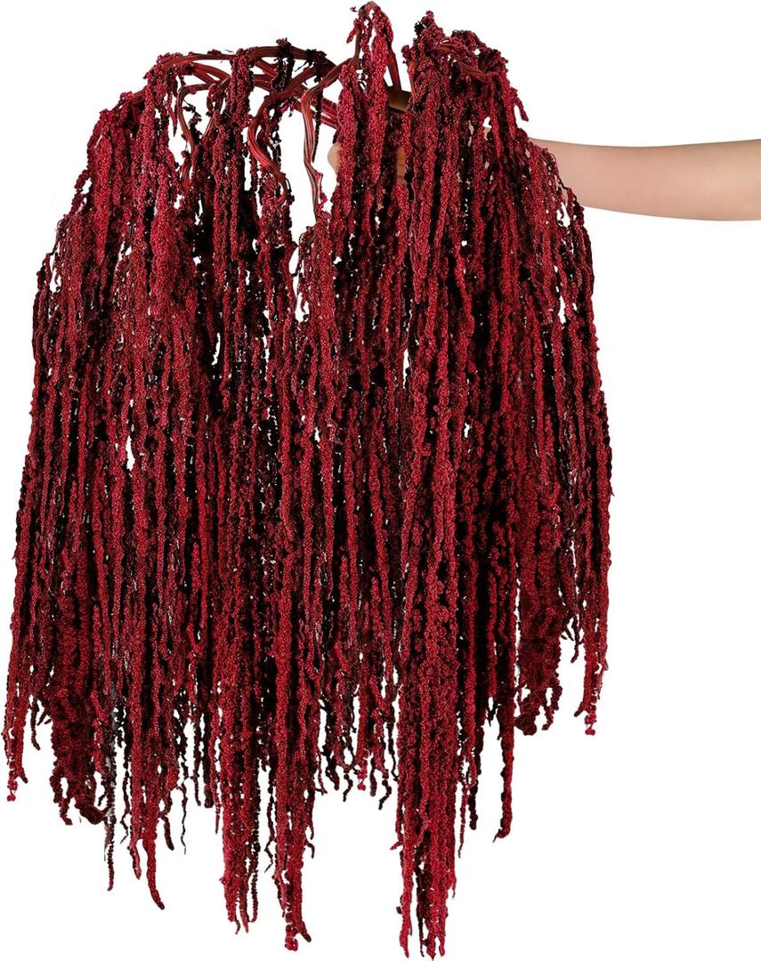 12 Pcs Dried Amaranthus Hanging Flowers Natural Artificial Amaranthus Dyed Flowers for Wedding Arch Bouquet Floral Garland Home Wall Decor (23 Inch,Red)