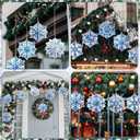 Soaoo 36 Pcs 7.87" Christmas Snowflakes Ornaments Blue Outdoor Double Sided Christmas Hanging Decoration Plastic Crafts Ornaments for Xmas Winter Holiday Office Home Yard Porch