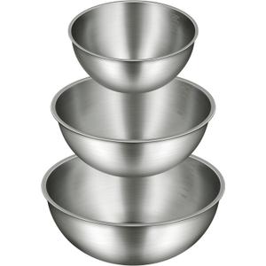 Gronivex Stainless Steel Mixing Bowls Set of 3 (1.5, 2.2, 3.4 Qt) - Food Grade 304, Nesting Design, Dishwasher Safe for Baking, Salad Prep & Cooking