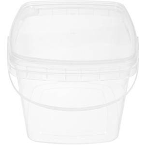 Homoyoyo Clear Plastic Container with Handle Lid,Heavy Duty Square Plastic Container Ice Cream Buckets Food Storage Containers Water Pail Industrial Pail Party Tub Empty Paint Can (Picture 1)