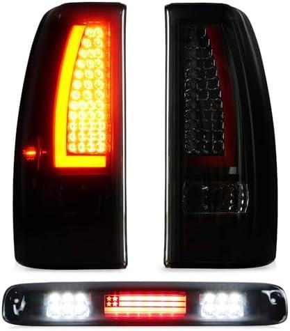 LED Taillight Tail Light + 3rd Third Brake Cargo Lamp for Chevy Silverado 1500 2500 1999-2002, 1500HD 2500HD 2001-2002, GMC Sierra 1500 2500 1999-2003, Sierra 1500HD 2500HD 2001-2003, 19169017