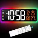 Large Digital Wall Mount Clock 17.3" Led Large Display with Jumbo Number, 8 Color Modes Atmosphere Lights, Auto-Dimming/DST, Count Down/Up Timer for Classroom Living Room Gym Gift for Senior Mom Dad
