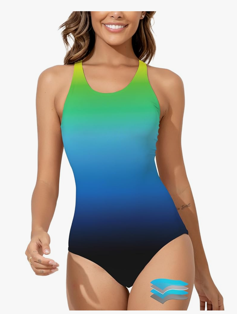 Beautikini Period Swimwear Women's One Piece Leak Proof Menstrual Bathing Suit Racerback Training Swimsuit for Teens Girls, Small