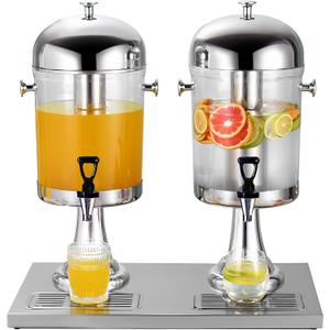 4 Gal Beverage Dispenser, Drink Dispensers for Parties, Hot Cold Drink Dispenser with Ice Container and Stainless Steel Drip Trays for Parties Buffet Catering Cold Drinks and Beer