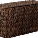 StorageWorks Bathroom Toilet Paper Storage Holder with Lid, Wicker Toilet Paper Basket for 6 Regular Rolls, Slim Basket Organizer with Handles, Water Hyacinth Storage Baskets for Bathroom, Brown