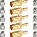 Brass Hose Barb Reducer 5/8" (16mm) to 5/16" (8mm) Reducing Barb Splicer Mender with Stainless Steel Pipe Clamps air Hose Repair kit for Pipe Line/Fuel/Air (Pack of 5) (5/8" to 5/16")