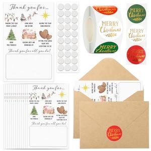 Tenceur 25 Sets Christmas Employee Thank You Gift Card Holder with Envelopes Stickers Money and Gift Card Sleeves for Holiday End of Year Coworker Office Celebration, 4 x 6 In