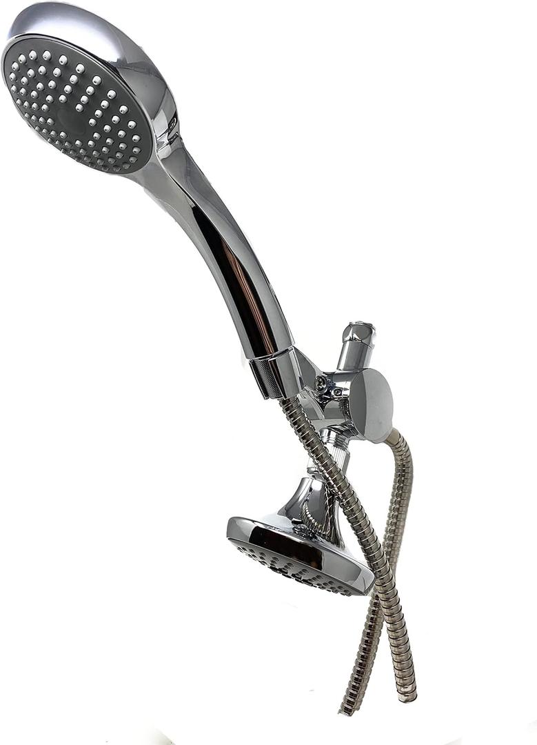 Handheld Showerhead & Rain Shower Combo. Dual 2 in 1 Shower Head System with Stainless Steel Hose, 3-way Water Diverter in All-Chrome Finish MADOL [2714]