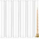 6 PCS Hurricane Candle Holder Sleeve, Wide 2.5", Height 14", Clear Glass Cylinder Candleholder, Chimney Shade Tube, Open Ended Candle Shade Chimney Tube Cover for Lamp Pillar Taper Candle