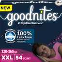 Goodnites Girls' Nighttime Underwear, Size XXL (120-165 lbs), 54 Ct, 