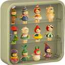 Clear Display Case for Figures, Wall-Mounted Doll Storage Box, Adjustable Display Stand with Door Dust and Moisture Proof Suitable for Lego Collectibles Action Figures Pop Mart (Green)