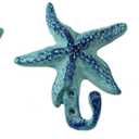 Starfish Cast Iron Wall Hooks Antique Blue - Set of 3 for Coats, Aprons, Hats, Towels, Pot Holders, More