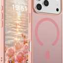 SUPFINE Magnetic for iPhone 17 Pro Case (Compatible with MagSafe)(Military Grade Drop Protection) Translucent Matte Shockproof with Anti-Fingerprint Phone Cover,Pink