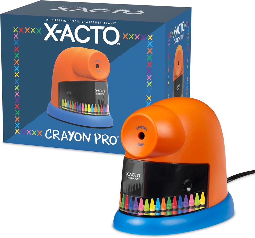 X-ACTO Crayon Pro Electric Sharpener, SafeStart Automatic Motor, Great for Home or School Use (1 Count (Pack of 1))