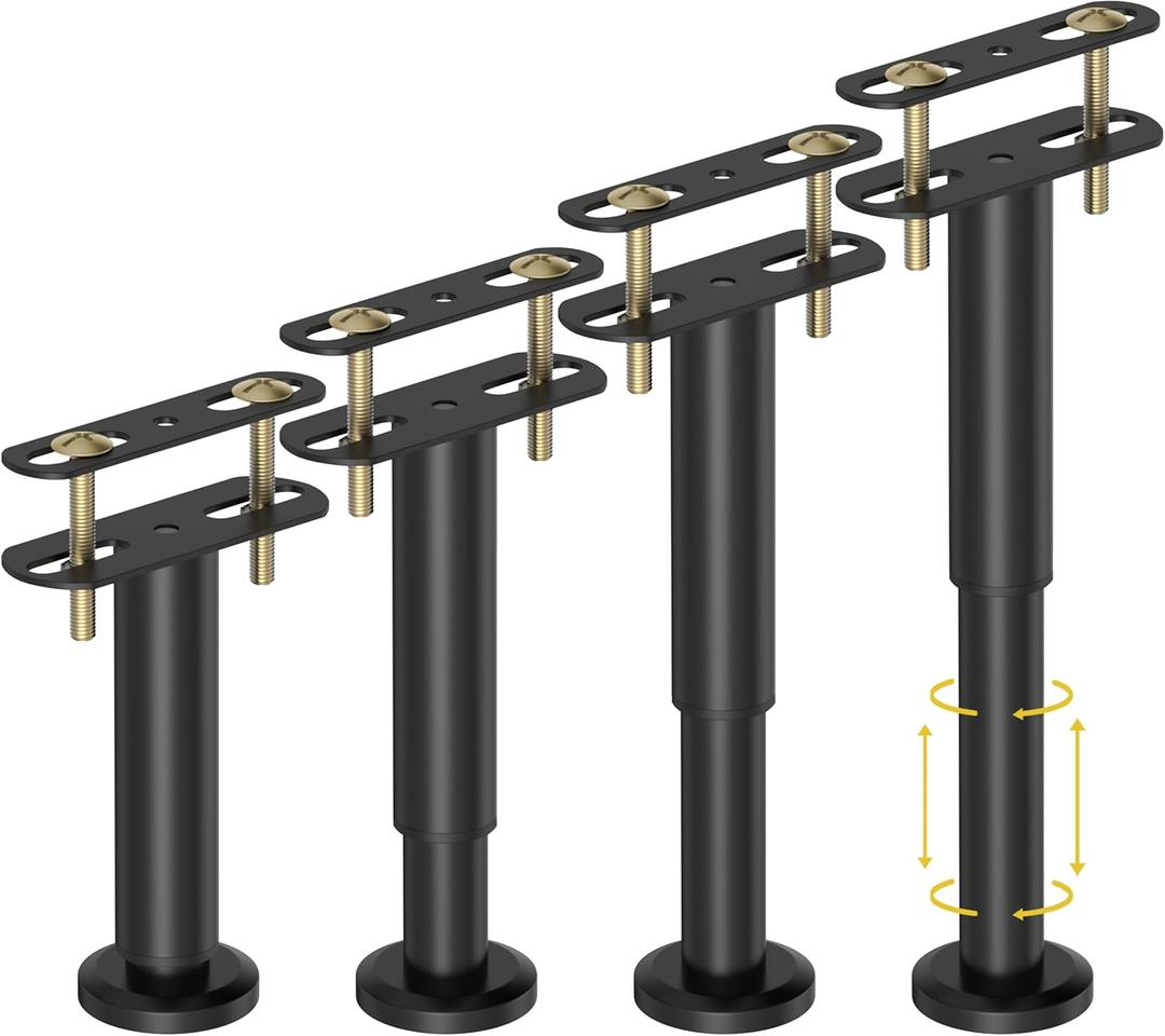 Wlrrcwdttc 4 Pcs Adjustable Height Bed Support Legs 5.9-10.5 inch, Bed Frame Center Support Legs for Bed Frame/Bed Center Slat/Furniture,Heavy Duty Metal Bed Replacement Legs Bed Slats Support Legs
