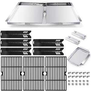 Grill Grease Tray Replacement Parts for Dyna Glo DGF510SBP, DGF510SSP, Backyard Grill BY13-101-001-13, GBC1460W and BHG Grill Parts, Adjustable 24''-30'' Grill Drip Pan, Cooking Grates, Heat Plates.