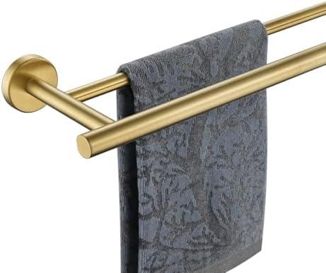 JQK Double Towel Bar 27 Inch, Matte Black Useable Length 24 Inch 304 Stainless Steel Thicken 0.8mm Bath Towel Rack for Bathroom, Towel Holder Wall Mount, TB100L24-PB