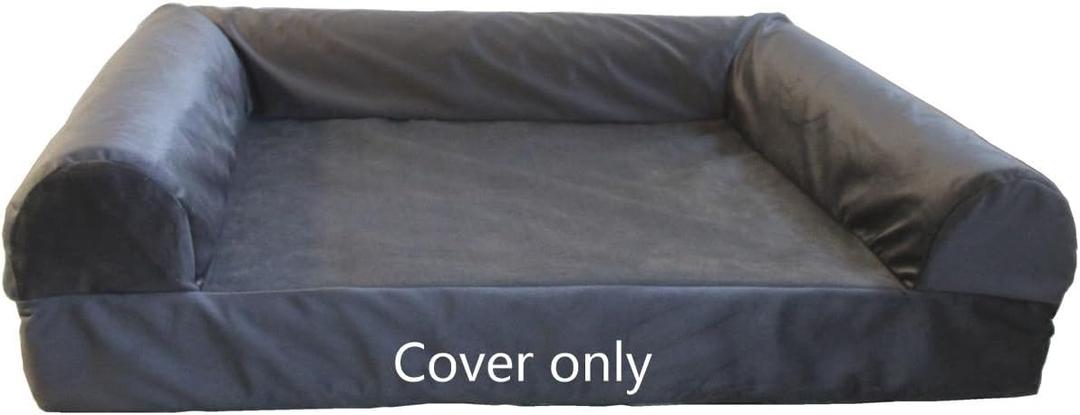 Bolster Dog Bed Cover Replacement Machine Washable 36 x 27 Inch (Grey-Not Waterproof)