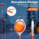 Remiawy Driveway Markers 12 Pack, 48” Driveway Reflectors on Poles, High Visibility Snow Stakes with Double Sided Reflector, Reflective Fiberglass Rods for Snow Plowing, Garage Entrance, Parking Lot
