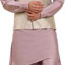 Pro-Ethic Style Developer Mens Indian Traditional Cotton Kurta Set With Jacquard Silk Jacket (Waistcoat) For Men Size 46