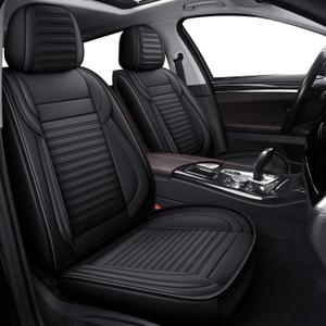 LINGVIDO Full Set Car Seat Covers, Faux Nappa Leather, Airbag Compatible and Waterproof Protectors for Sedans SUVs, Breathable Interior for Active Families, Pets, and Commuters (5 Seats, Black)