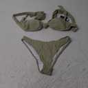 ZAFUL 2025 Cheeky Bikini Sets for Women High Cut Swimsuit Textured Ribbed Bikini Thong Bathing Suit (Medium, Green)
