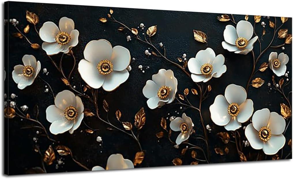XEGTHOB Floral Wall Art Canvas - Abstract Flower Print Posters for Home Decoration, Living Room & Bedroom Wall Decor Framed 10x20 inch