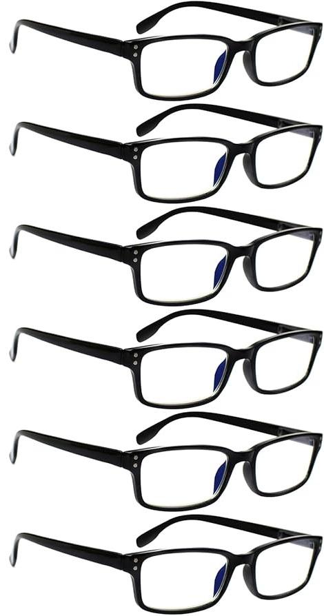 6-Pack Reading Glasses Blue Light Blocking,Spring Hinge Readers for Men Women,Computer Eyeglasses, 2.25