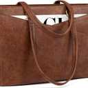 LOVEVOOK Laptop Bag for Women,15.6 Inch Laptop Tote Bag for Women,Vintage Leather Work Tote Bags Computer Business Teacher Bag,Waterproof Office Briefcase (Retro Brown)