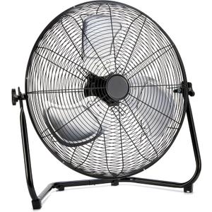 Amazon Basics 20" High Velocity Industrial Cooling Floor Fan with 3 Speeds, Tilt Head, ETL-Listed Safety Compliance, Metal Housing and Blades, for Commercial Space/Garage/Gym, 125W, Black