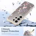 Clear with Flower for Samsung Galaxy S24 Ultra Case with Screen Protectors X2,Transparent Floral Slim Non Yellowing Non-Slip Shockproof Military-Grade Protection Phone Cover for Women Girl