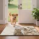 COSY HOMEER Dog Door Mat 32"x48" Dirt Trapper Entryway Rugs Absorbent Funny Welcome Mat Washable Non Slip Entry Rugs,Taupe