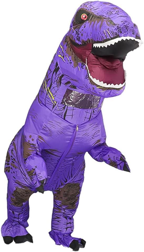 Inflatable Dinosaur Costume for Adults Blow up T-rex Costume Funny Party Dino Costume Fancy Halloween Costume Suit (Purple)