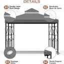10x10 Canopy Replacement Top Double Tiered Gazebo Cover for Yard, Patio & Garden Durable Sunshade Replacement (Gray)