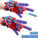 Dolanus Spider Web Shooter Toys for Kids 3 4 5 6 Years Old, Includes 2 Gloves, 2 launchers, 10 Soft Darts, 20 Sucker Darts, Spider Toy, Web Slinger Boy Toys, for Birthdays, Holidays
