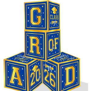 Graduation Decorations 2026 - Pack of 4, Grad Boxes with Letters 2026, Graduation Balloon Boxes, Balloons Boxes with Letters | Grad Party Decorations Class of 2026, Graduation Party Supplies, KatchOn