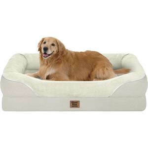 Orthopedic Removable Large Dog Bed -XL Large Dog Beds with Washable Cover and Removable Bolsters Non-Slip Bottom & Waterproof Pet Bed Sofa for Big Size Dogs (Beige)