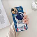 Yonds Queen for iPhone 14 Cute Case, Cool Cartoon Astronaut Space Design Stylish Bumper Women Girls Protective Anti-Slip Shockproof Fashion Creative Case (Blue Telescope, iPhone 14)