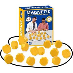 Upgraded Yellow Magnet Chess Game with Adjustable String, 20-Piece Large Magnet Stone, Party Travel Desktop Strategy Game for Children and Adults