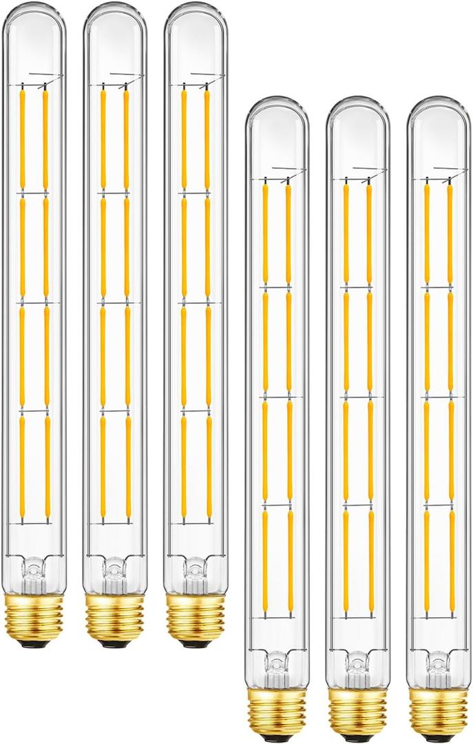 T10 Tubular Bulbs, Dimmable Led Light Bulb,E26 Medium Base,10W Equal 100 Watt,3000K Soft White Light Bulbs,T300 Long Tube Edison Bulbs 11.8in,6Pack.