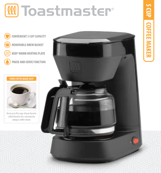 Toastmaster 5-Cup Drip Coffee Maker in Black