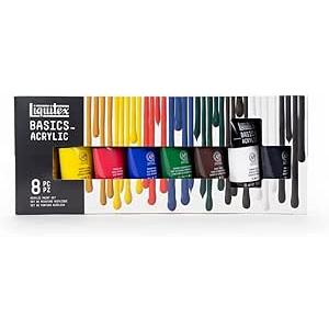 Liquitex BASICS Acrylic Paint Set, 8 x 75ml (2.4-oz) Tube Paint Set